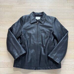 Vintage Fairweather Genuine Leather Jacket Womens XL Black Quilted Lined